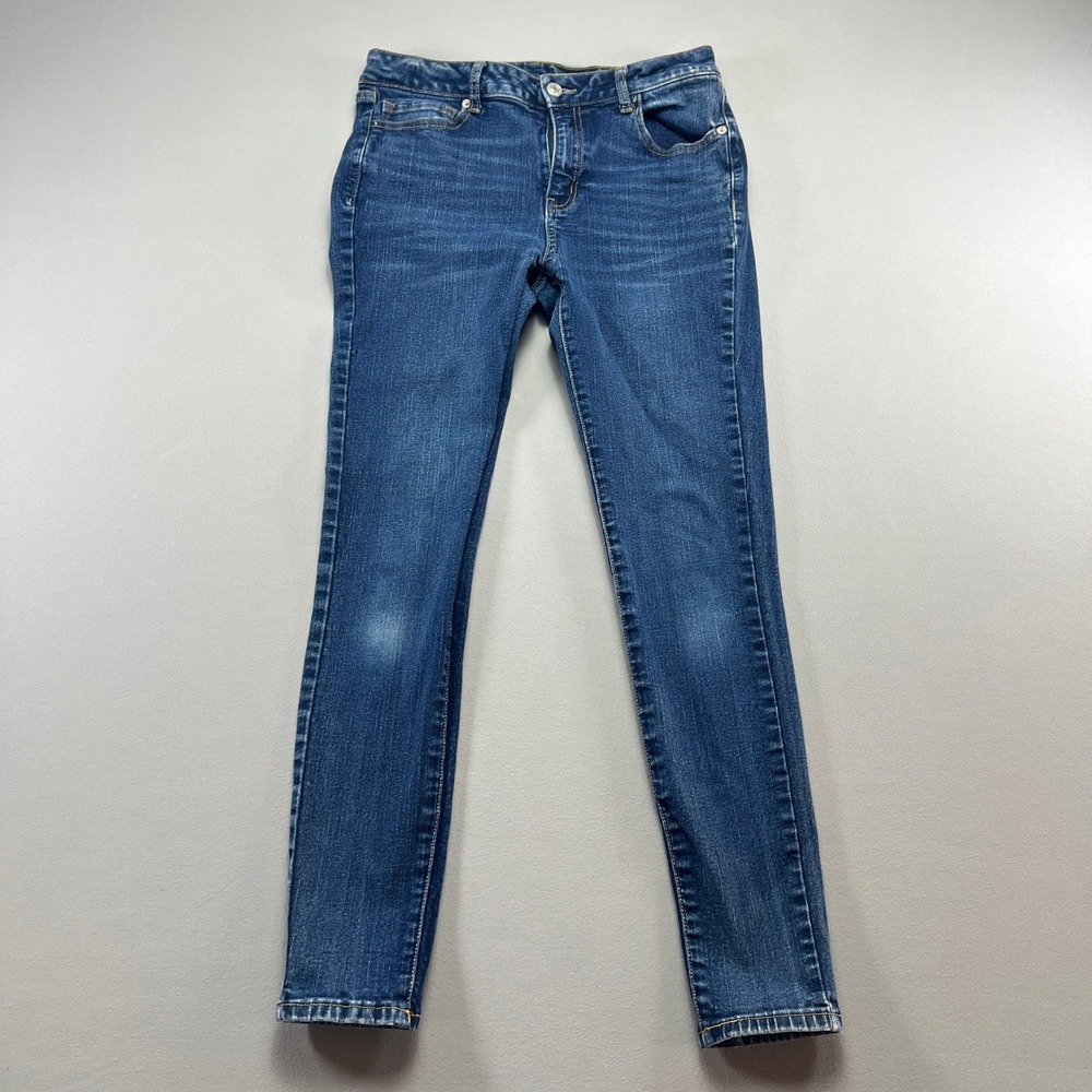 Roebuck & Co Skinny Jeans Womens 10 Blue Denim Cotton Stretch Dark Wash Zip Fly